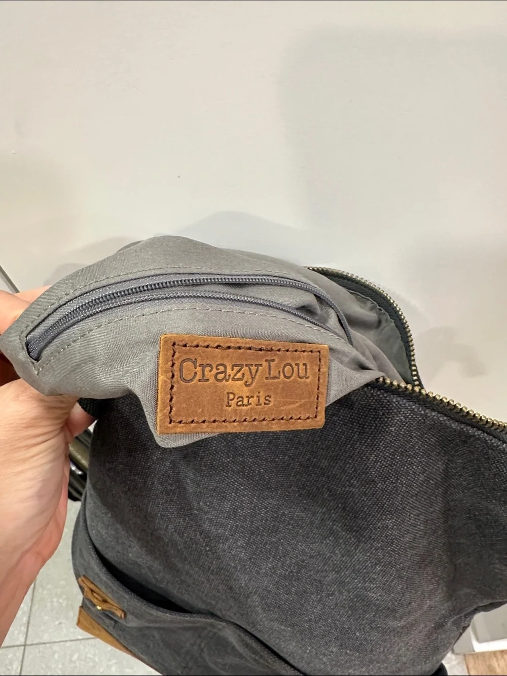 Crazy Lou Paris Canvas & Leather Roll-Top Backpack - Black and Brown